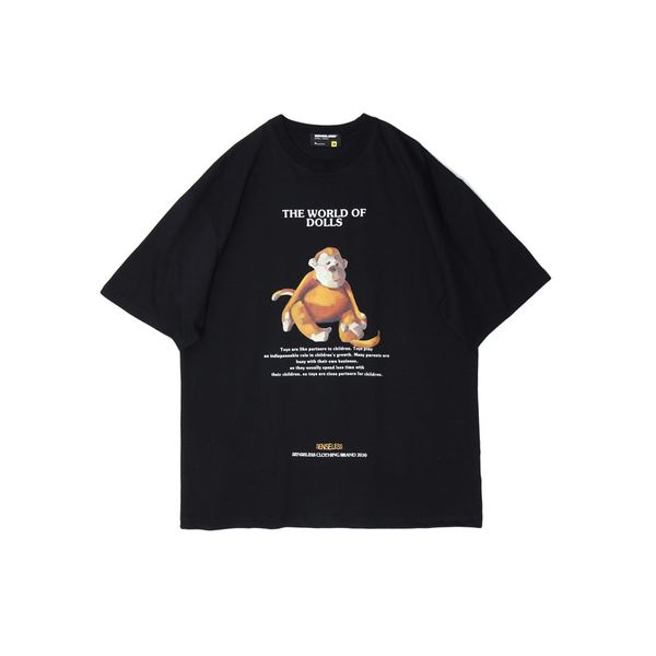 

summer mens designer t shirts fashion monkey dolls printed white black short sleeve streetwear cotton big size t61