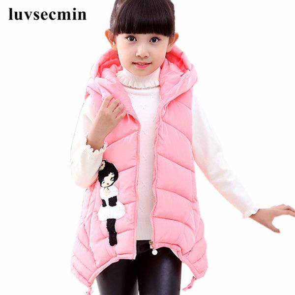 

vest kids teenage big girls winter autumn spring thick girls vest waistcoats cartoon hooded slim cartoon jackets jw0788, Blue