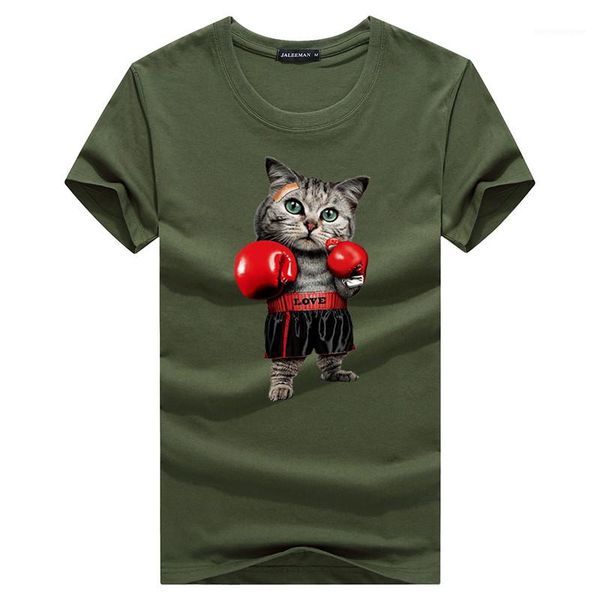 

t shirt mens boxing cat t shirts funny print tshirt men hip hop streetwear shirt men tee shirts 2020 new summer leisure time, White;black