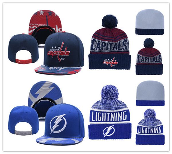 

Washington Capitals Tampa Bay Lightning Ice Hockey Knit Beanies Embroidery Adjustable Hat Embroidered Snapback Caps Blue Red Stitched Hats