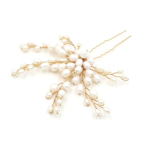 

jonnafe hand wired gold silver freshwater pearls bridal hair pin and clip wedding hair piece women prom accessories, White;golden