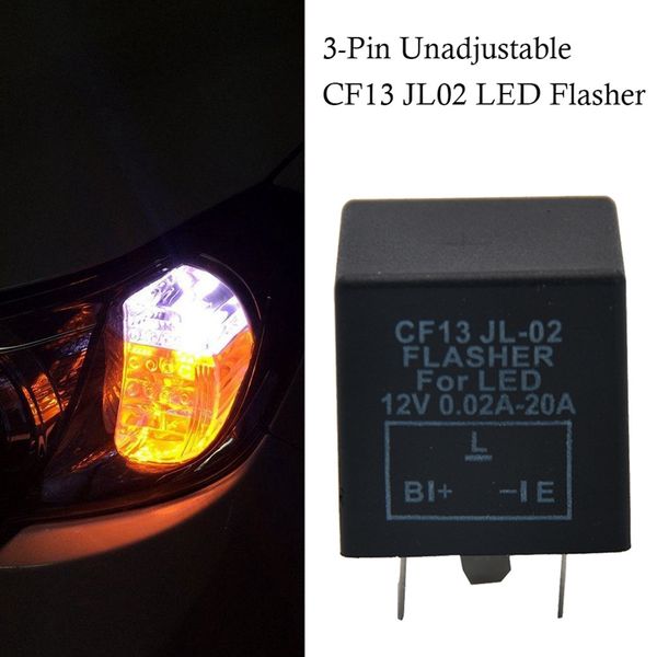 

1pc practical black useful 3-pin unadjustable steering cf13 jl02 led flasher auto supplies flashing amber car repair parts
