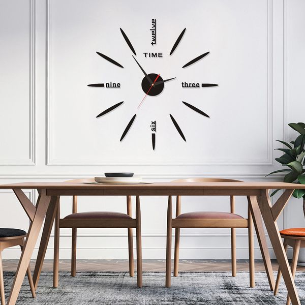 3d Diy Large Mirror Wall Clock Modern Design Decorative Mute 3d Diy Large Mirror Wall Clock Modern