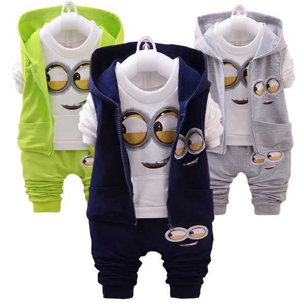 

style 2020 spring baby girls boys suits mignon / newborn clothing set kids vest + shirt + pants 3 pcs. sets children suits, White