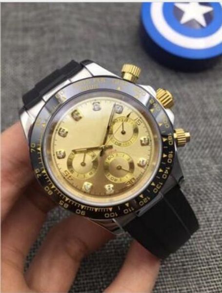 

2019 wholesale price mens 40mm automatic mechanical movement watch black rubber strap mens sports wrist watch, Slivery;brown