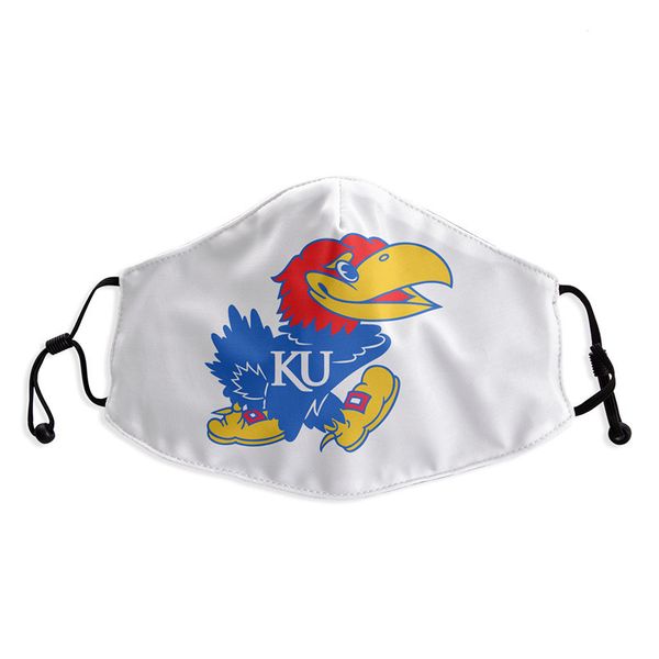 

ncaa kansas jayhawks adjustable reusable mask with 2pcs carbon filter safe party outdoor sports dust respirator face masks printing design