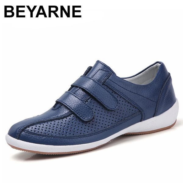 

beyarneautumn women's sneakers cut-out woman genuine leather loafers female shoes low heels women'n white flats oxfords ladies, Black