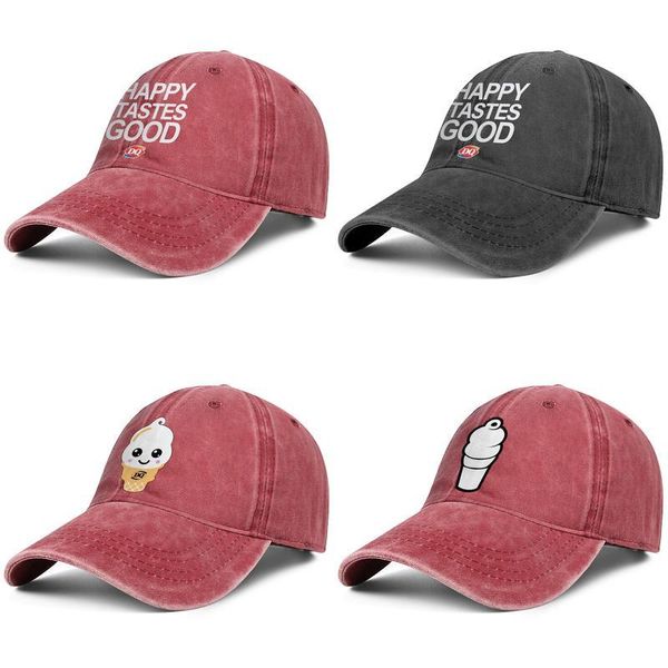 

dairy queen dq happy tastes good white fashion baseball cap cricket designer adjustable vintage hat blank denim ice cream lattice, Blue;gray