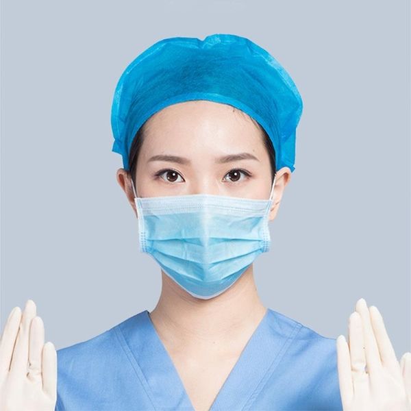 

50 1pcs face masks thick 3 layer masks with earloops for salon home use blue face mask comfortable mascherano