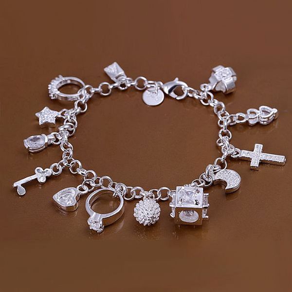 

holiday gifts fashion pattern silver plated fashion retro geometric peach heart pattern silver pendant bracelet, Black