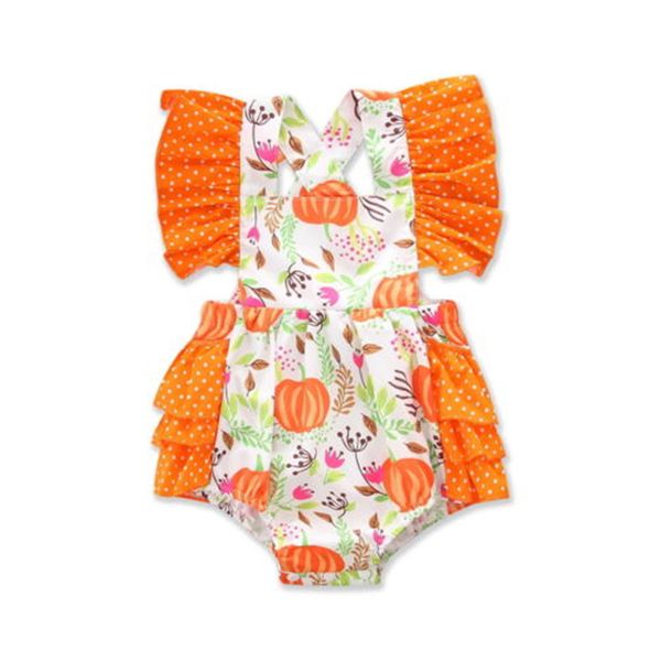 

2020 summer newborn baby girl cute pumpkin print clothes romper jumpsuit outfits, Blue