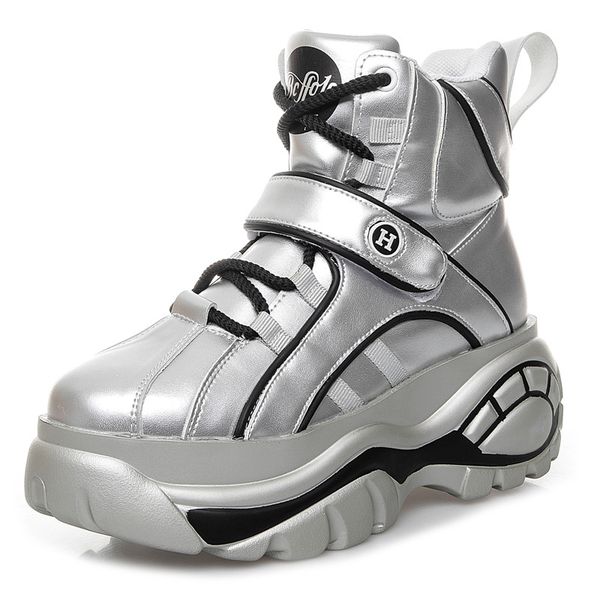 

fashion platform sneakers women 2019 spring summer leather woman basket femme sneakers fashion high help casual shoes women, Black