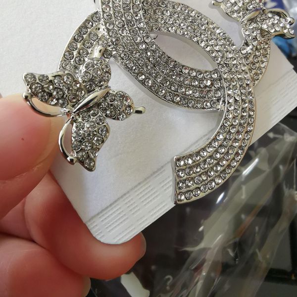 

cindy xiang butterfly brooch for women rhinestone broches c letter pin, Gray