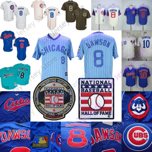 

Chicago Andre Dawson Jersey Cubs Montreal Expos Florida Marlins Hall Of Fame HOF Home Away Cooperstown Cream Pullover Teal Green