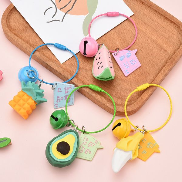 

creative personality simple wire ring key ring pendant key chain lock cartoon fruit couple bag ornaments wholesale, Silver