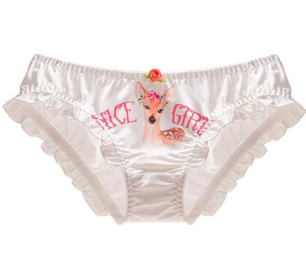 

women's panties 2021 arrival 100% real po  l lovely cute lolita kawaii elegant flower cat deer ruffle underwear brief knicker, Black;pink