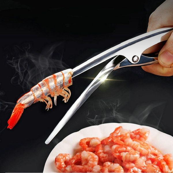Edelstahl Garnelen Schäler Shrimp Deveiner Peel Gerät kreative Küche Tools