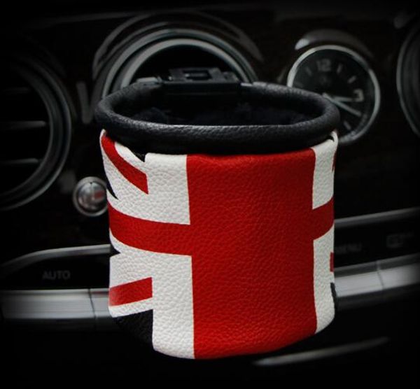 

auto vent outlet trash box pu leather car mobile phone holder bag automobile hanging box car styling fit for mini cooper