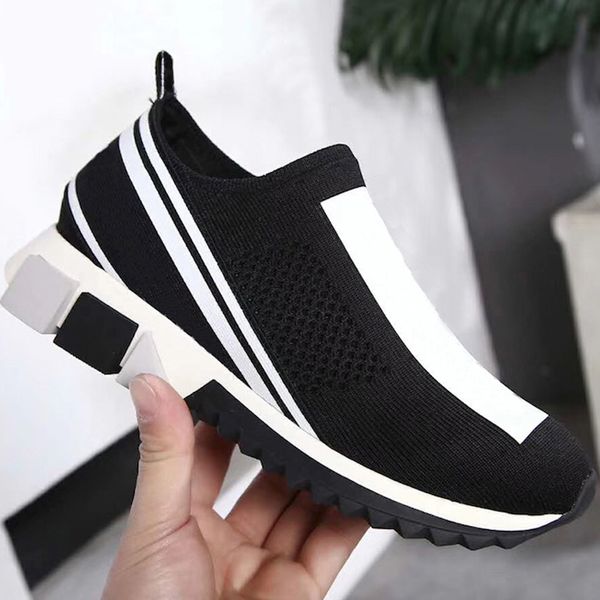 

fashion sorrento sneakers men breathable mesh stretch jersey slip-on shoe lady two-tone rubber micro sole comfortable casual shoes us 5-11.5, Black