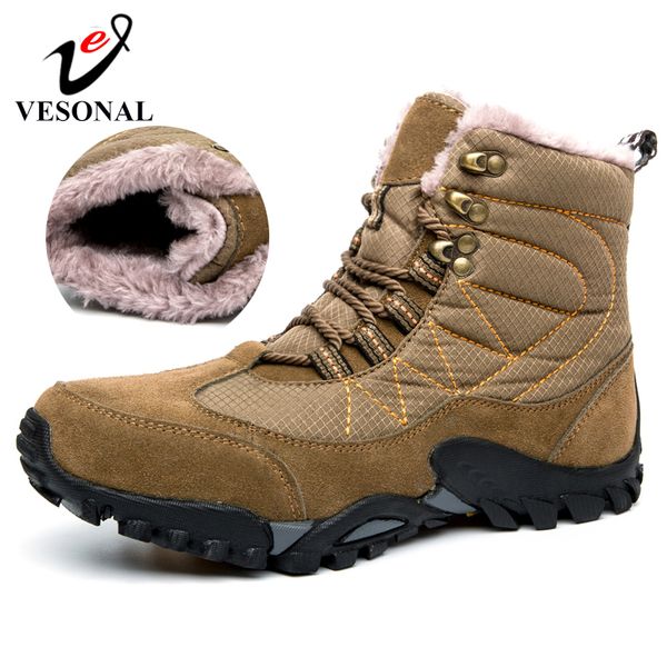 

vesonal brand keep warm short plush snow boots for male 2019 winter new sneakers men waterproof man footwear comfortable, Black
