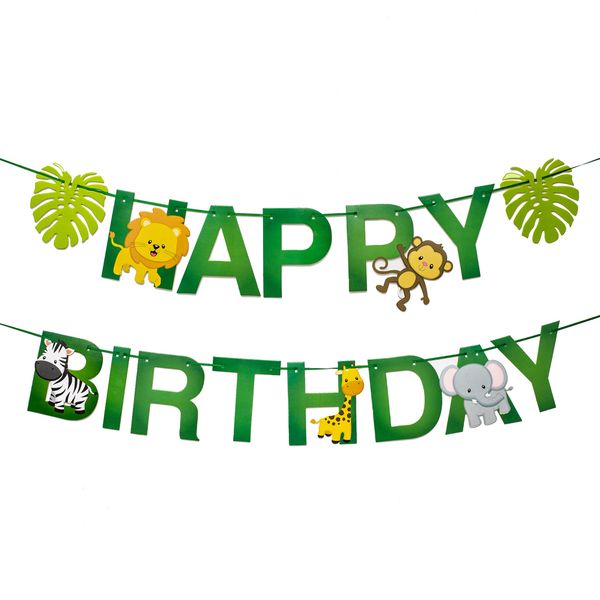 Cartoon Animal Diy Pennant Flag Hb Pull Jungle Home Birth Festival