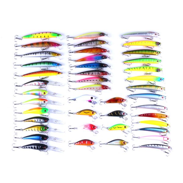 

43pcs hengjia mixed fishing lure set isca artificial fishing kit minnow fish wobblers 43 colors crank bait hard fishing tackle