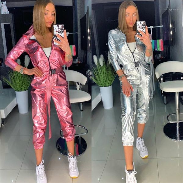 

neck rompers fashion street style female clothing autumn womens designer jumpsuits solid color printed pocket zipper, Black;white