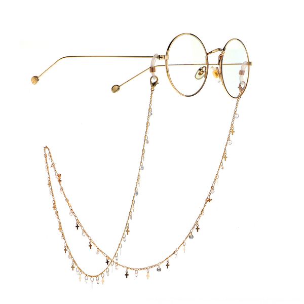 

golden zircon cross sun sun travel sunglasses anti-slip hanging chain glasses chain