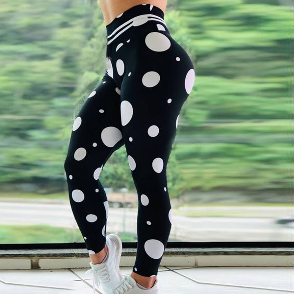 

autumn winter new women's yoga leggings fitness dot printing babydoll sports exercise running jogging pants for women, White;red
