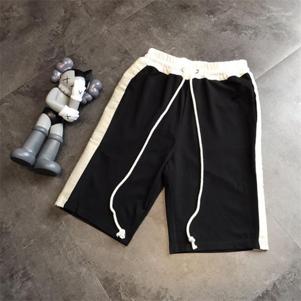

sport shorts mens relaxed flat drawstring shorts summer knee length designer short pants american street matching, White;black