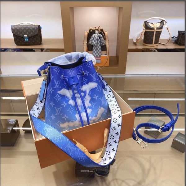 

2020 ladies handbag purse clutch bag ladies new elegant women's wallet leather blue shoulder bag bucket bag