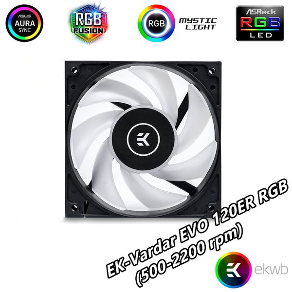 

EK-Vardar EVO 120ER RGB Cooling Fan Aura Water Cooling Fans PC 500-2200 RPM Cooling Fan 12V 12CM