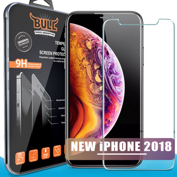 Shock Bull Marke für das neue iPhone 11 Pro x XR XS Max 8 7 6 Plus für LG Aristo V3 Samsung S7 S6 2 5D Explosion Shatter Displayschutzfolie
