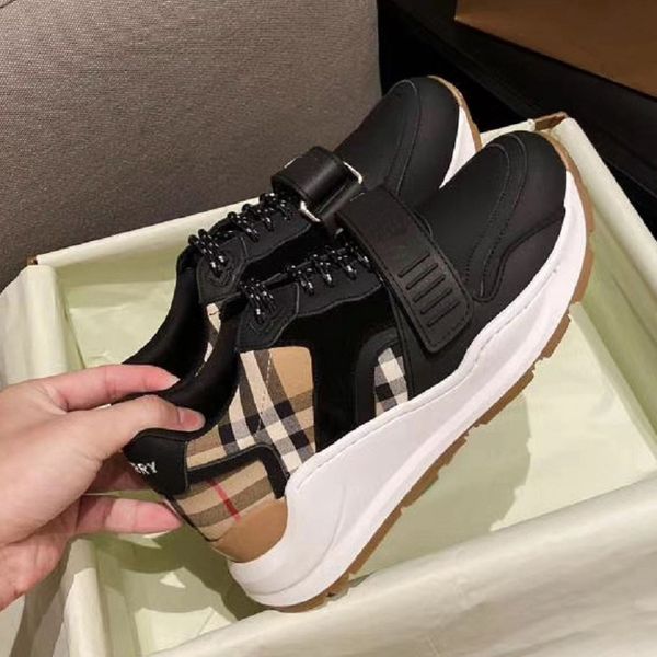 

fashion men women shoes real leather handmade multicolor gradient technical fabric sneakers women famous shoes sh008 br4, Black