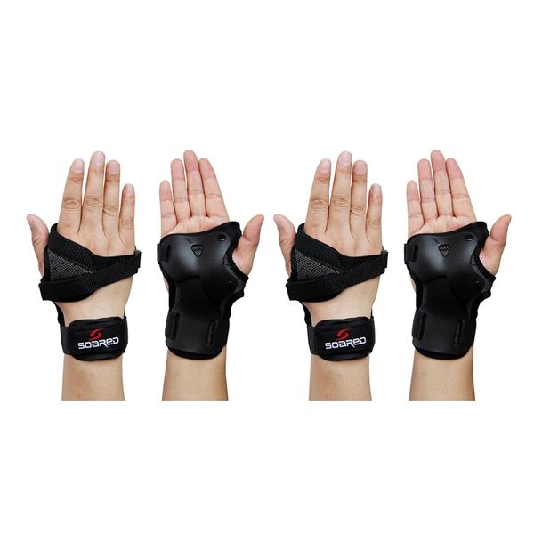 

2pair soared skiing armfuls wrist support hand protection ski wrist support skiing palm protection s & l, Black;red