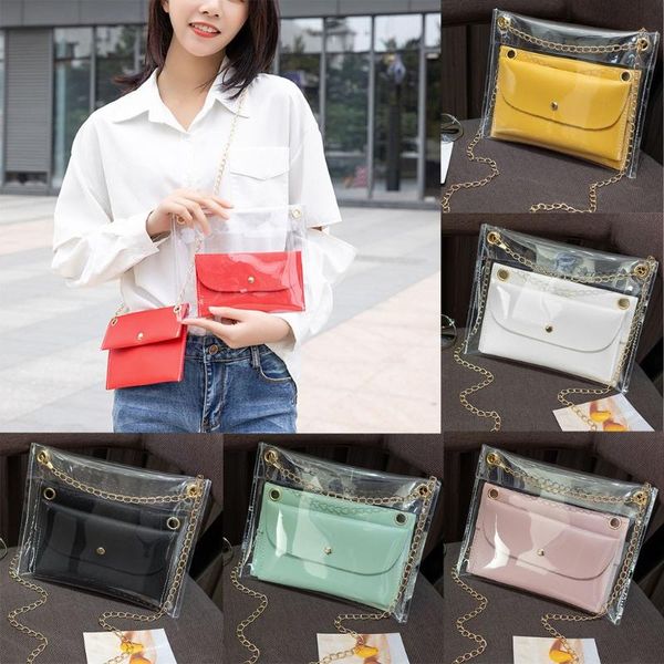 

2020 design handbag women transparent bucket bag clear pvc jelly small shoulder bag female chain crossbody messenger bags
