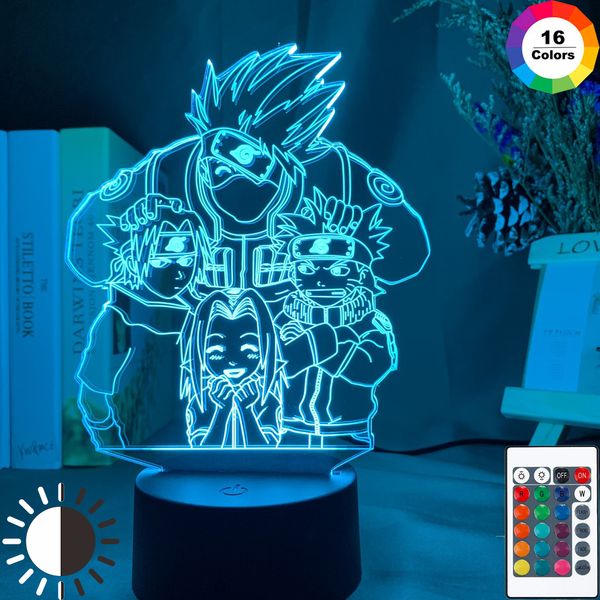 

anime naruto uzumaki kids led night light team 7 kakashi hatake child bedroom decor colorful nightlight sasuke uchiha 3d lamp