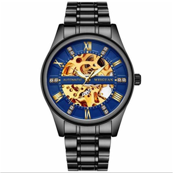 

men's wrist watch luxury watches men stainless steel ultra thin watches men classic mechanical automatic self-wind, Slivery;brown
