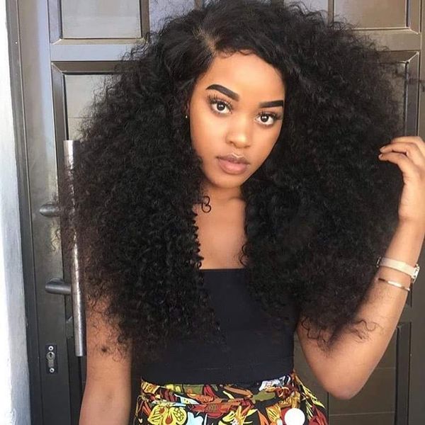 2020 Brazilian Full Lace Wigs With Baby Hair Kinky Curly Human