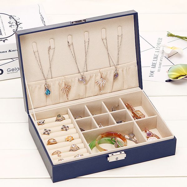 

single layer large capacity jewelry receiving box necklace earring box, Black;white