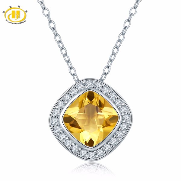 

hutang natural multi gemstone citrine amethyst pendant necklace 925 silver fine stone jewelry classic design for women gift