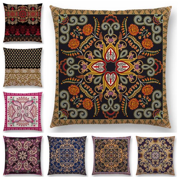 

new boho paisley mandala decorative pattern flower national style geometry classical art stripe cushion cover sofa pillow case