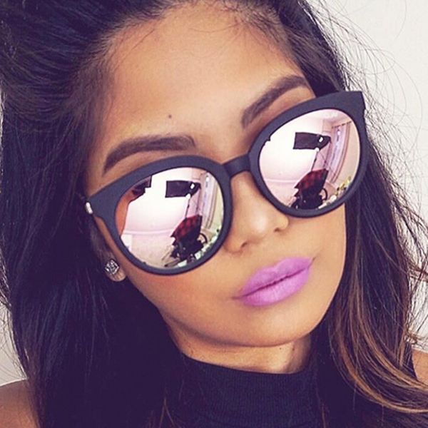 

2019 fashion brand sunglasses cat eye pink sunglasses woman shades mirror female square sun glasses for women coating oculos, White;black
