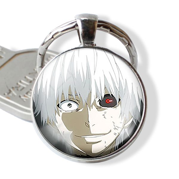 

metal keychain keyring glass cabochon anime pendant, Slivery;golden