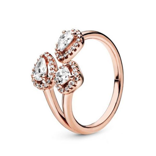 

fahmi 100% 925 sterling silver 188494c01 rose geometric shapes ring fashion simple romantic original women's jewelry gift, Golden;silver