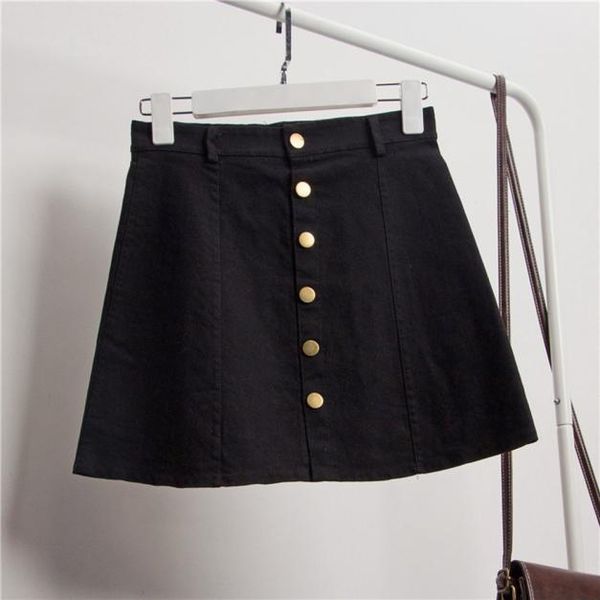 

women's fashion soild short dress waist skirt korean style denim skirt, Black