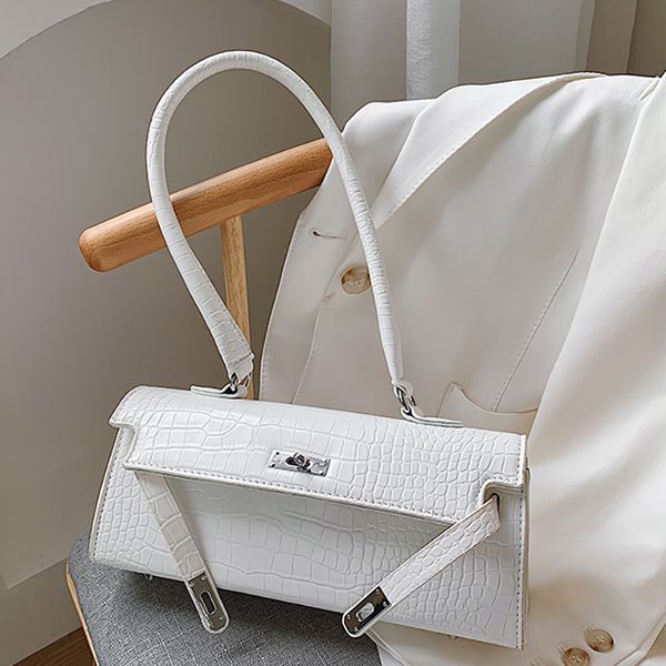 

alligator pu leather baguette bag women 2020 trend luxury designer classic handbags summer female shoulder bag purses