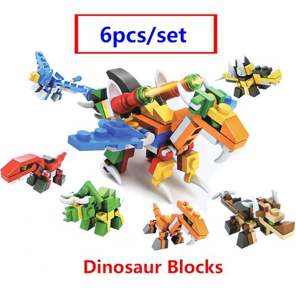 

in stock 6 in 1 transformation dinosaur robot bricks building blocks compatible with lepinblocks figures educational toys ing