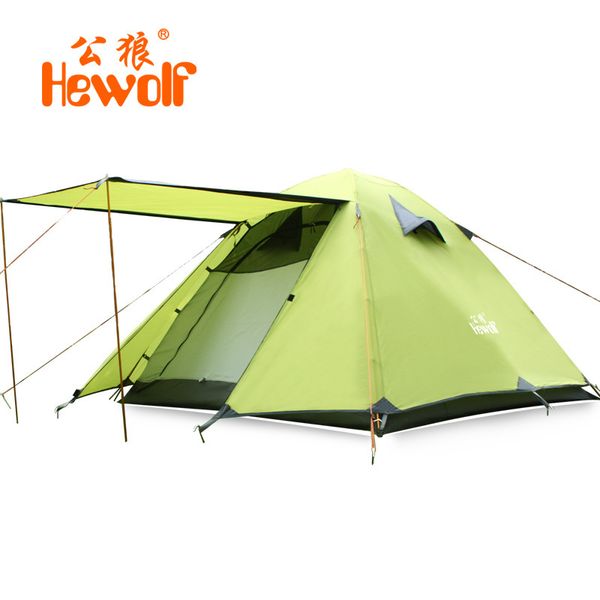 

hewolf 3-4 person double layer waterproof aluminum poles beach camping tent