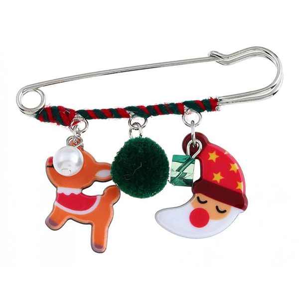 

fashion xmas snowman elk bell brooch pin womens new year breastpin gifts, Gray